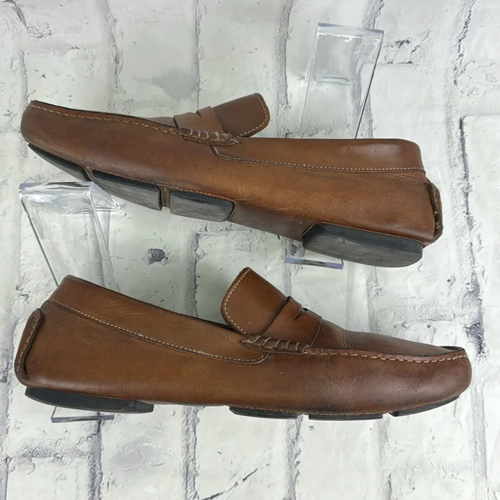Ugo Bacci Leather Driving Moccasins Penny Loafer Style Slip Ons